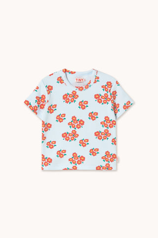 Tinycottons Ice Blue Blossoms Rib Tee
