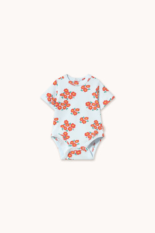Tinycottons Baby Ice Blue Blossoms Rib Body + Pant Set