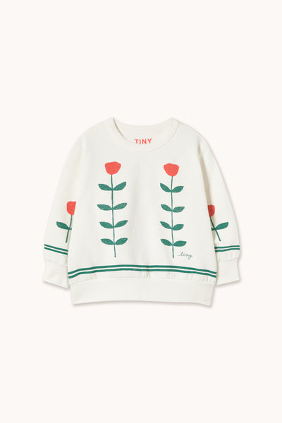 Tinycottons Off White Red Roses Graphic Sweatshirt