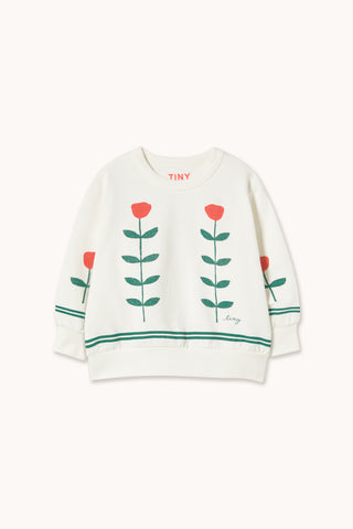 Tinycottons Off White Red Roses Graphic Sweatshirt