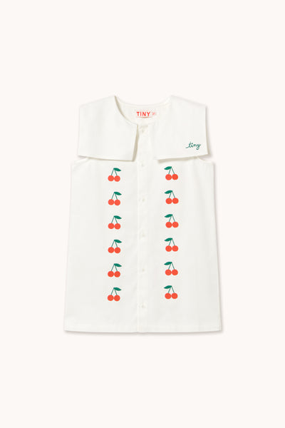 Tinycottons Off White Mini Cherries Twill Dress