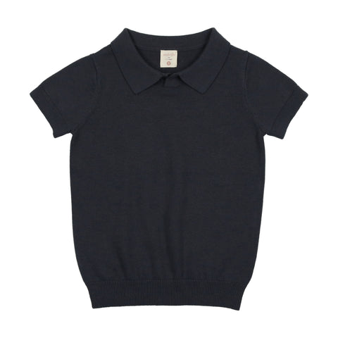Lil Legs Off Navy Short Sleeve Knit Polo