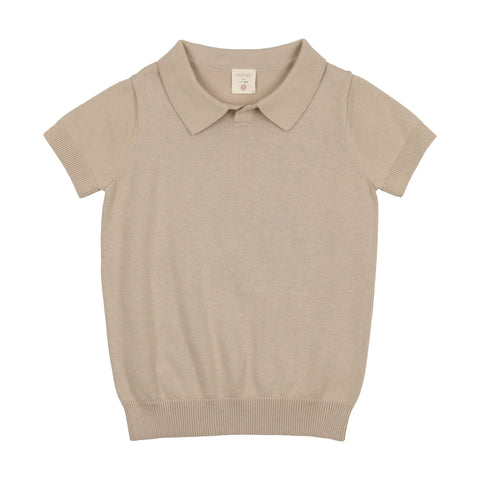 Lil Legs Taupe Short Sleeve Knit Polo
