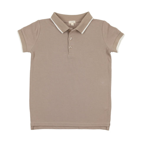 Lil Legs Taupe Short Sleeve Polo