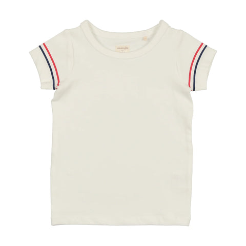 Lil Legs White With White Stripe Short Sleeve Tee