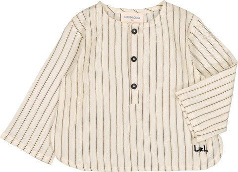 Louise Louise Oncle Cream Crepe Stripe Shirt & Bloomer Set