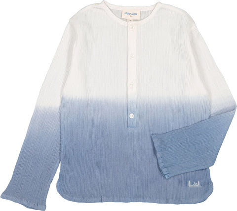 Louise Louise Oncle Cotton Crepe Dip Dye Blue Shirt
