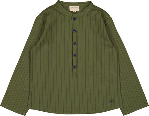 Louis Louise Khaki Twill Stripe Grand Pere Shirt