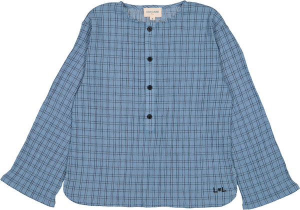 Louis Louise Blue Crepe Check Oncle Shirt