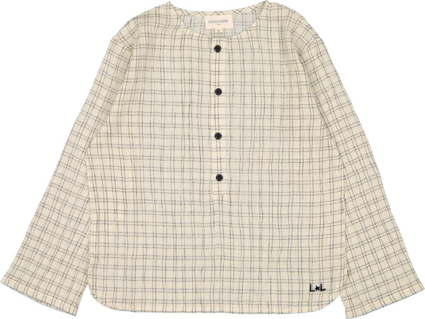 Louis Louise Cream Crepe Check Oncle Shirt