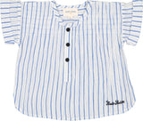 Louis Louise Baby Navy Crepe Stripe Shirt + Bloomer Set