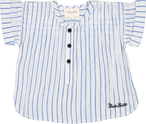 Louis Louise Baby Navy Crepe Stripe Saul Shirt