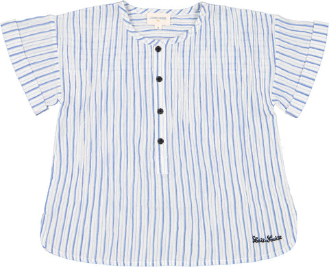 Louis Louise Navy Crepe Stripe Saul Shirt