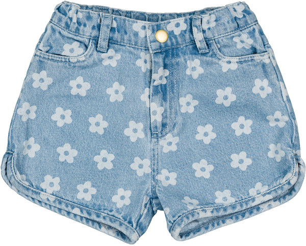 Louis Louise Light Blue Denim Flower Andrea Shorts