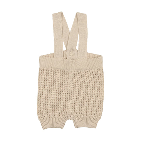 Lil Legs Natural Waffle Knit Short Overalls