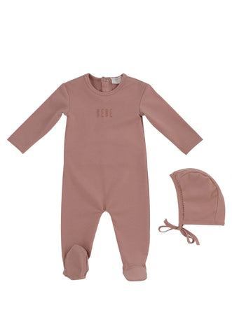 Kipp Baby Pink Bebe Footie + Bonnet