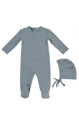 Kipp Baby Blue Bebe Footie + Bonnet