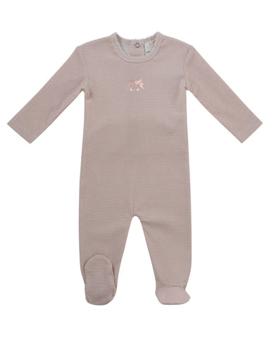 Kipp Baby Pink Carrera Pinstripe Footie