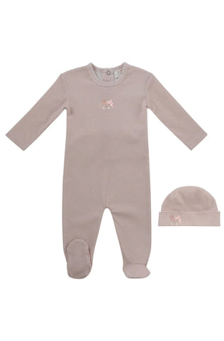 Kipp Baby Pink Carrera Pinstripe Footie + Hat