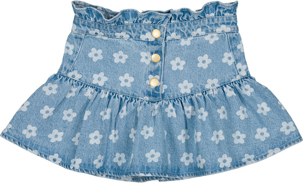 Louis Louise Light Blue Denim Flower Pipeau Skirt
