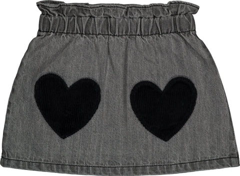 Louis Louise Grey Washed Denim Skirt Teacher LONGER Skirt