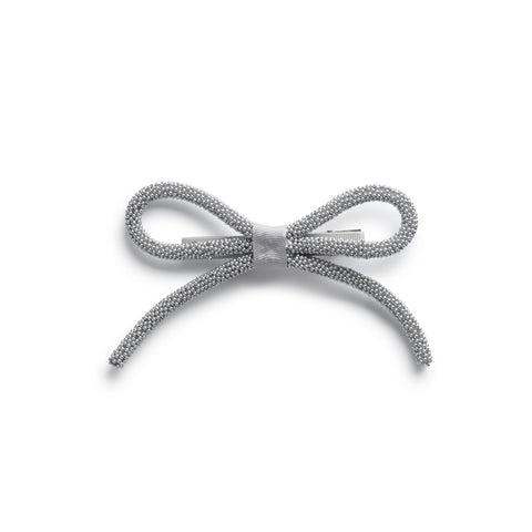 Halo Luxe Silver Sprinkle Pearl Bow Clip