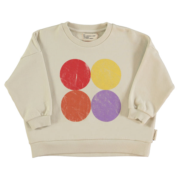 Piupiuchick Ecru with Multicolor Circle Print Sweatshirt