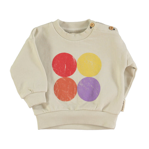 Piupiuchick Baby Ecru with Multicolor Circles Print Sweatshirt