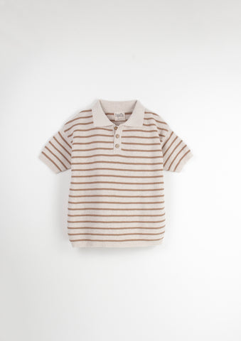 Popelin Brown Striped Knitted Jersey