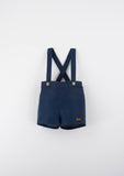 Popelin Navy Linen Shorts with Straps