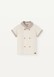 Popelin Sand Linen Sailor Collar Shirt