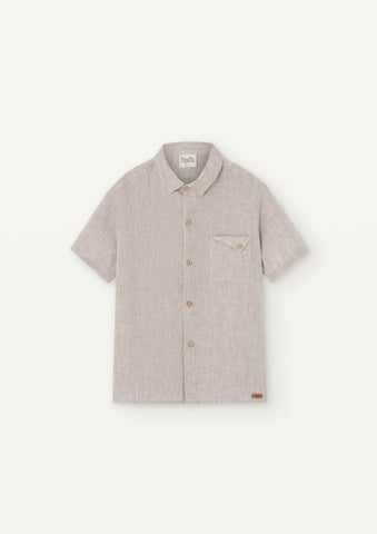 Popelin Sand Linen Collar Shirt