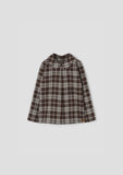 Popelin Brown Plaid Pleated Blouse