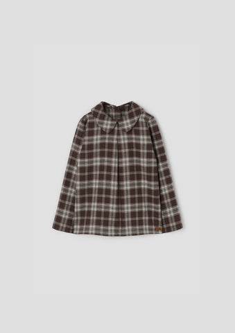 Popelin Brown Plaid Pleated Blouse