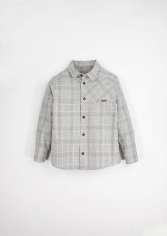 Popelin Grey Plaid Collared Shirt