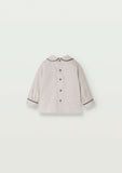 Popelin Sand Panelled Shirt with Baby Collar