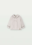 Popelin Sand Panelled Shirt with Baby Collar