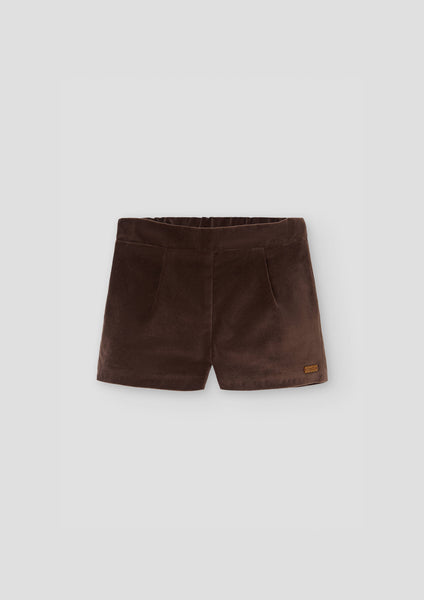 Popelin Brown Velvet Darted Shorts
