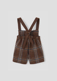 Popelin Brown Plaid Cross Strap Dungarees