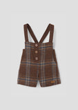 Popelin Brown Plaid Cross Strap Dungarees
