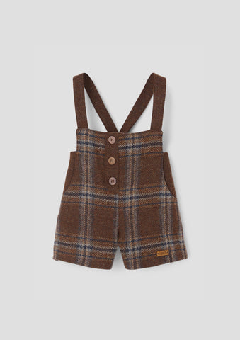 Popelin Brown Plaid Cross Strap Dungarees