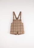 Popelin Beige Plaid Woolen Overall