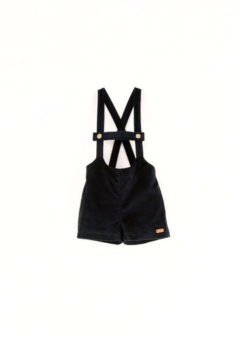 Popelin Black Short Dungarees With Straps