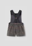Popelin Grey Herringbone Woolen Contrasting Dungarees