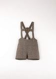 Popelin Brown Oxford Embroidery Applique Short Dungaree