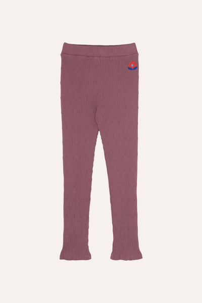 The Campamento Purple Embroidered Flower Rib Kids Legging