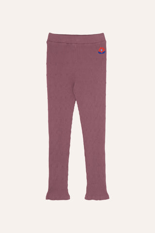 The Campamento Purple Embroidered Flower Rib Kids Legging