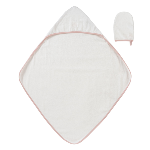 Kipp Baby Pink Flying Feathers Towel + Mitt Set