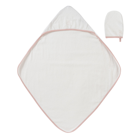 Kipp Baby Pink Flying Feathers Towel + Mitt Set