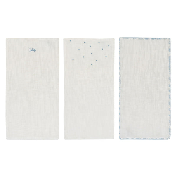 Kipp Baby White Blue Bebe Burp Cloth Set